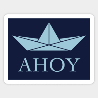 Ahoy (Paper Ship / Seaman / Greeting / Sky-Blue) Sticker